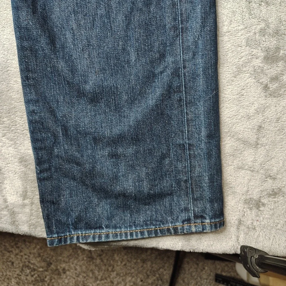 True Religion Bobby Jeans Mens 36x35 Blue Straight Leg Faded Distressed USA Made